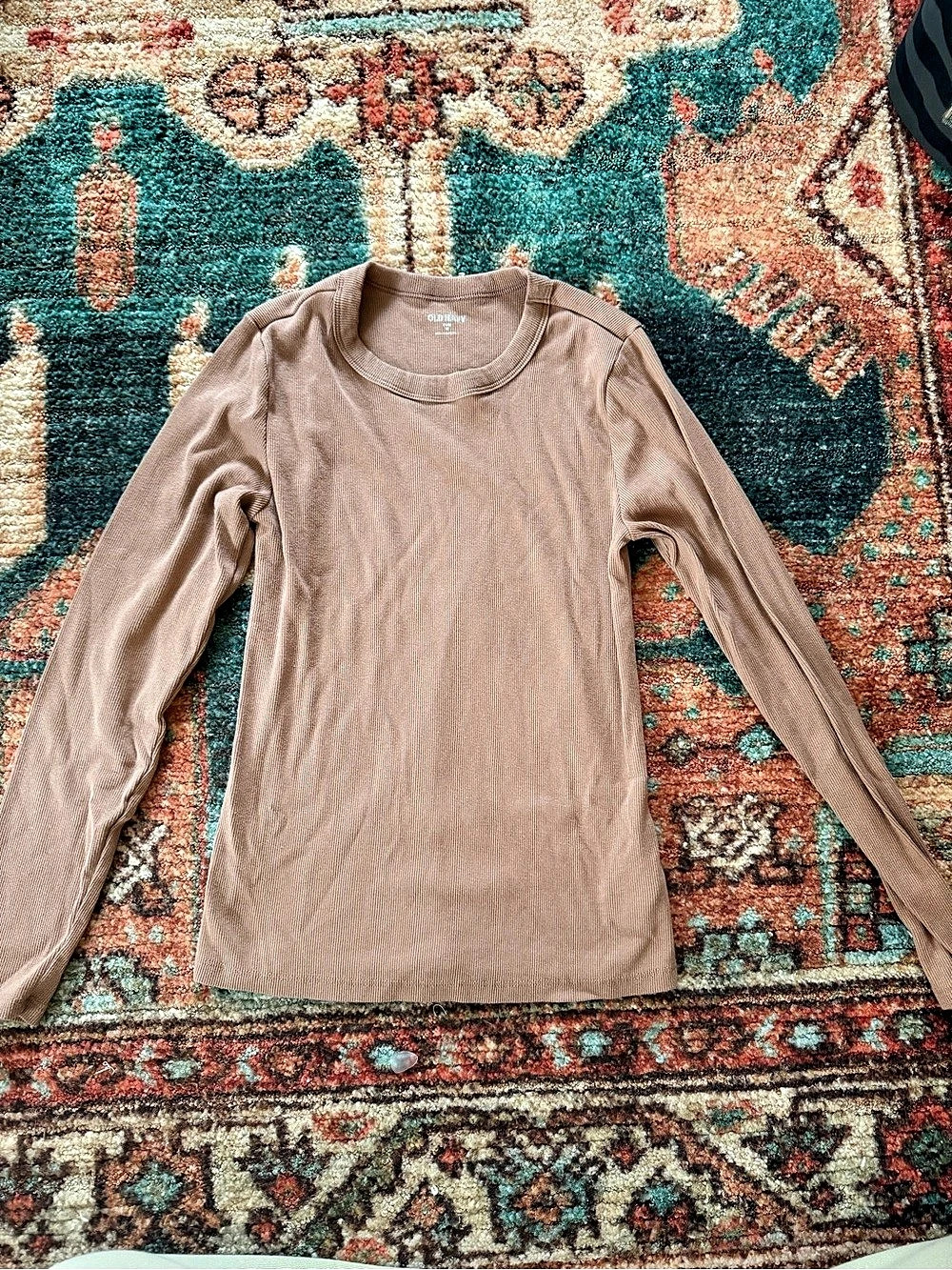 Old Navy Snug Long-Sleeve Ribbed T-Shirt Brown